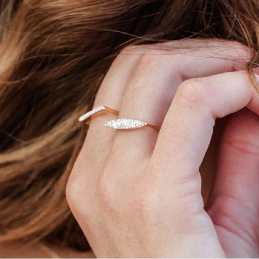 Adina Reyter Diamond Pave Marquise Sterling Silver Ring